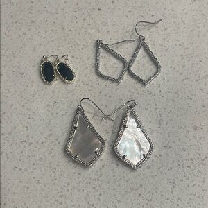 Kendra Scott Silver and Black Earring Trio